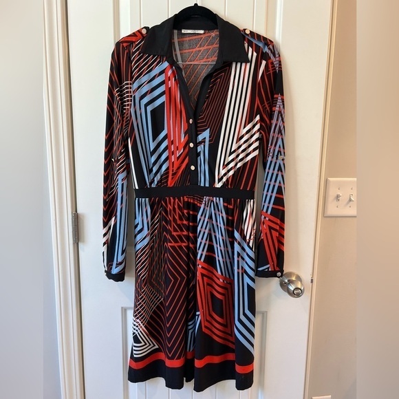 Grifflin Paris Geometric Print Vintage Dress Y2K Size M - Picture 1 of 9